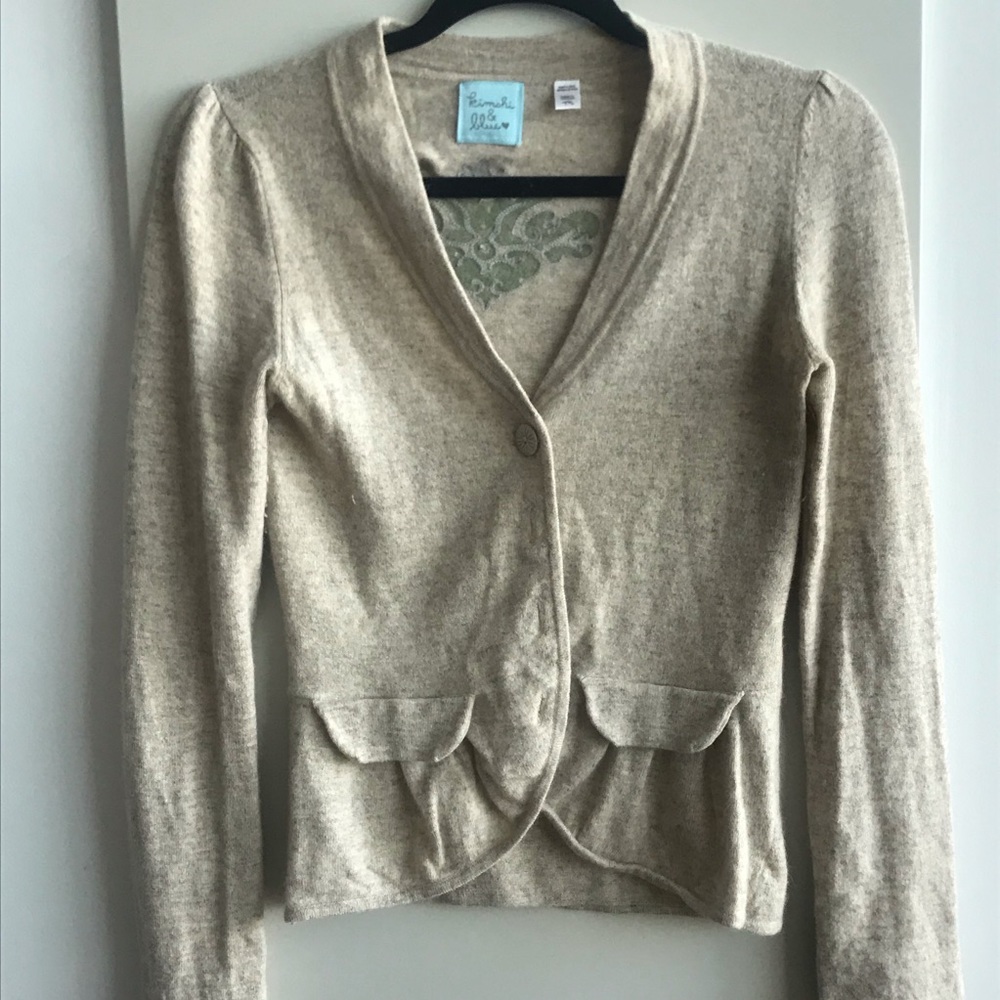KIMCHI BLUE Beige Cardigan Sweater size Medium